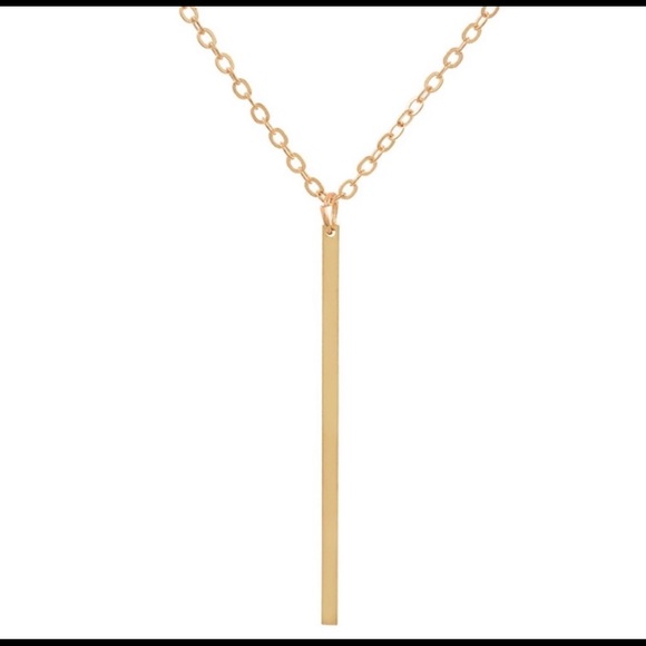 [Delicate Gold] Drop Bar Pendant Necklace - Picture 2 of 5
